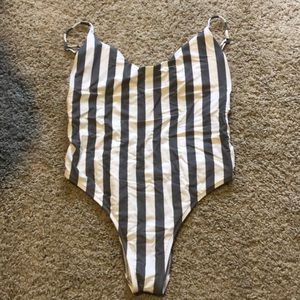 Striped one piece bathing suit